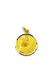Medalla Nuestra Señora de Montserrat de oro amarillo de 18 Kt, bisel lapidado