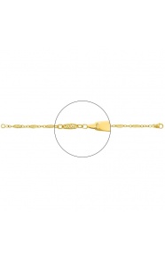 Pulsera infantil con placa redondeada de oro amarillo de 18 Kt, cadena de filigrana