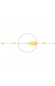Pulsera infantil con placa redondeada de oro amarillo de 18 Kt, cadena forzada con filigrana