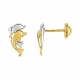 Pendientes de bebé de oro bicolor de 18 Kt, delfín