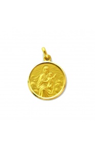 Medalla Virgen del Carmen Manto de oro amarillo de 18 Kt, bisel lapidado