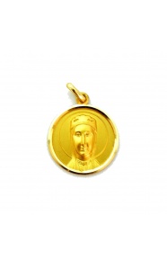 Medalla Nuestra Señora de Montserrat de frente de oro amarillo de 18 Kt, bisel lapidado
