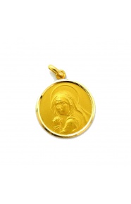 Medalla Virgen de los Dolores (antigua) de oro amarillo de 18 Kt, bisel lapidado