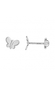 Pendientes de bebé de oro blanco de 18 Kt, mariposa grande