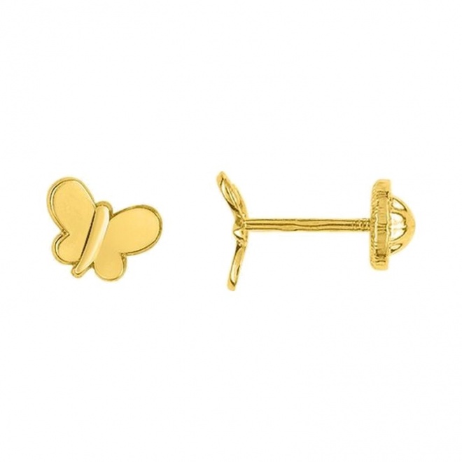 Pendientes de bebé de oro amarillo de 18 Kt, mariposa grande