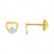 Pendientes de bebé de oro bicolor de 18 Kt, doble corazón calado