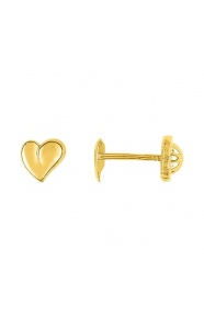 Pendientes de bebé de oro amarillo de 18 Kt, corazón liso