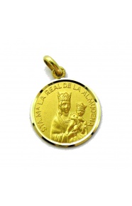 Medalla Santa María Real de la Almudena de oro amarillo de 18 Kt, bisel lapidado
