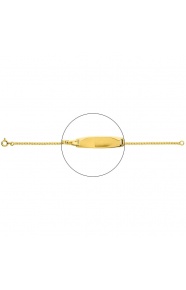 Pulsera infantil con placa redondeada de oro amarillo de 18 Kt, cadena veneciana