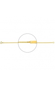 Pulsera infantil con placa recta de oro amarillo de 18 Kt, cadena veneciana