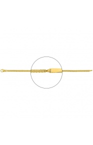 Pulsera infantil con placa recta de oro amarillo de 18 Kt, cadena veneciana calada