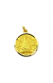 Medalla Virgen Begoña de oro amarillo de 18 Kt, bisel lapidado