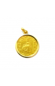 Medalla Virgen de las Angustias de oro amarillo de 18 Kt, bisel lapidado