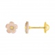 Pendientes de bebé de oro amarillo de 18 Kt con nácar, flor rosa