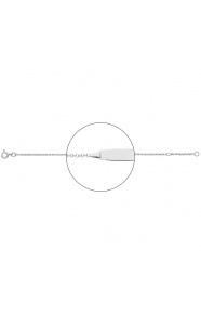 Pulsera infantil con placa redondeada de oro blanco de 18 Kt, cadena rolo