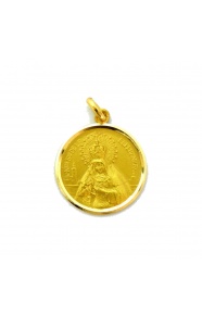 Medalla Nuestra Señora de la Esperanza (Macarena) de oro amarillo de 18 Kt, bisel lapidado
