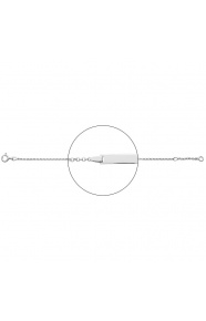 Pulsera infantil con placa recta de oro blanco de 18 Kt, cadena rolo