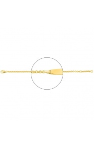 Pulsera infantil con placa redondeada de oro amarillo de 18 Kt, cadena rolo gruesa
