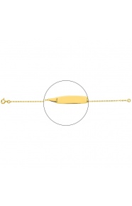 Pulsera infantil con placa redondeada de oro amarillo de 18 Kt, cadena forzada diamantada