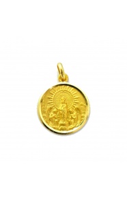 Medalla Virgen del Pilar de oro amarillo de 18 Kt, bisel lapidado