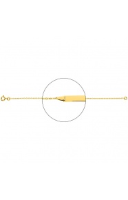Pulsera infantil con placa recta de oro amarillo de 18 Kt, cadena forzada diamantada