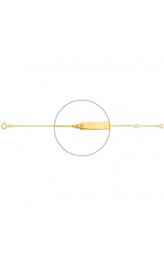 Pulsera infantil con placa recta de oro amarillo de 18 Kt, cadena forzada extrafina