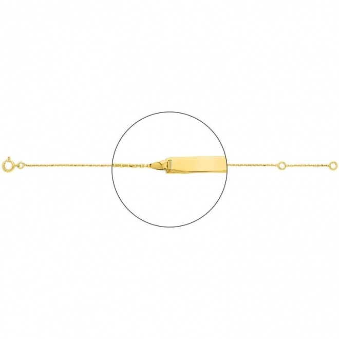 Pulsera infantil con placa recta de oro amarillo de 18 Kt, cadena forzada extrafina