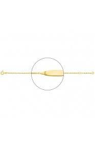 Pulsera infantil con placa redondeada de oro amarillo de 18 Kt, cadena forzada mediana
