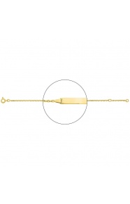 Pulsera infantil con placa recta de oro amarillo de 18 Kt, cadena forzada mediana