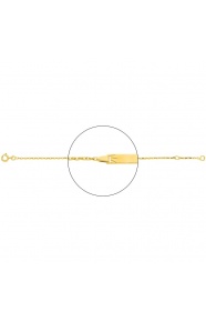 Pulsera infantil con placa con corona tallada de oro amarillo de 18 Kt, cadena forzada mediana