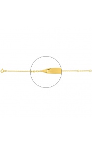 Pulsera infantil con placa con rayos tallados de oro amarillo de 18 Kt, cadena forzada mediana