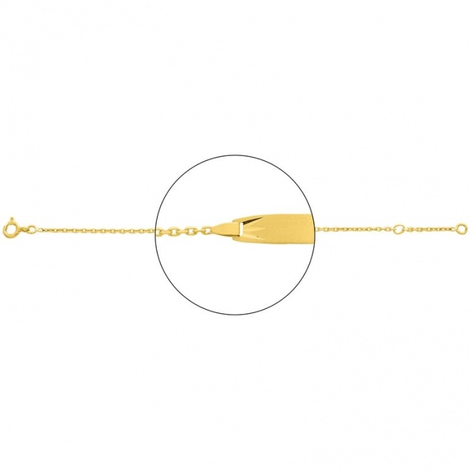 Pulsera infantil con placa con rayos tallados de oro amarillo de 18 Kt, cadena forzada mediana
