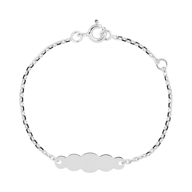 Pulsera infantil con placa de nube de oro blanco de 18 Kt, cadena forzada mediana