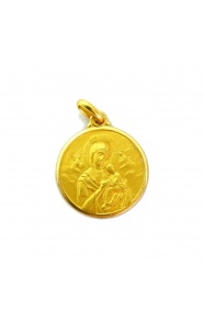 Medalla Virgen del Perpetuo Socorro de oro amarillo de 18 Kt, bisel pulido