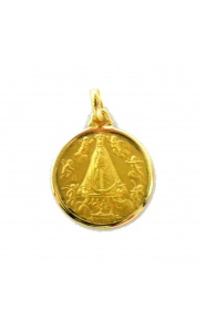 Medalla Virgen Begoña de oro amarillo de 18 Kt, bisel pulido