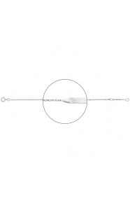 Pulsera infantil con placa con corona tallada de oro blanco de 18 Kt, cadena forzada mediana