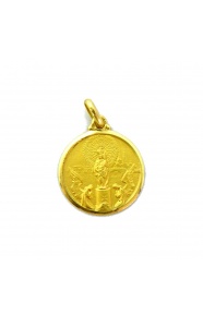 Medalla Virgen del Pilar de oro amarillo de 18 Kt, bisel pulido