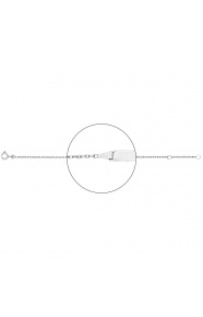 Pulsera infantil con placa recta de oro blanco de 18 Kt, cadena forzada mediana