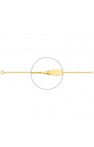 Pulsera infantil con placa redondeada de oro amarillo de 18 Kt, cadena forzada gruesa