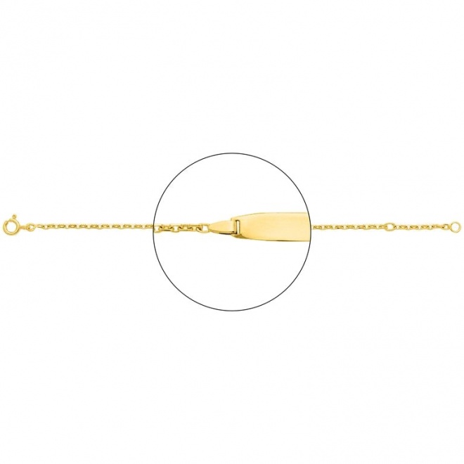 Pulsera infantil con placa redondeada de oro amarillo de 18 Kt, cadena forzada gruesa