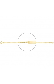 Pulsera infantil con placa recta de oro amarillo de 18 Kt, cadena forzada gruesa
