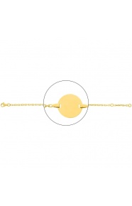 Pulsera infantil con placa redonda de oro amarillo de 18 Kt, cadena forzada muy gruesa