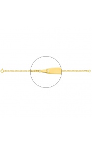 Pulsera infantil con placa redondeada de oro amarillo de 18 Kt, cadena forzada muy gruesa