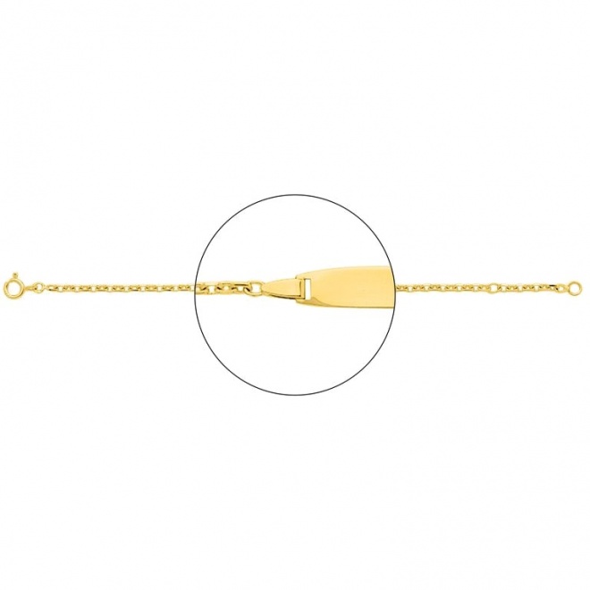 Pulsera infantil con placa redondeada de oro amarillo de 18 Kt, cadena forzada muy gruesa