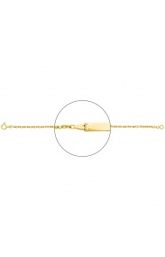 Pulsera infantil con placa recta de oro amarillo de 18 Kt, cadena forzada muy gruesa
