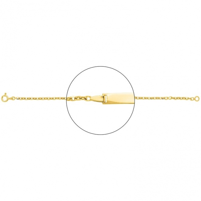 Pulsera infantil con placa recta de oro amarillo de 18 Kt, cadena forzada muy gruesa