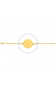 Pulsera infantil con placa redonda de oro amarillo de 18 Kt, cadena forzada extragruesa