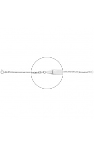 Pulsera infantil con placa recta de oro blanco de 18 Kt, cadena forzada extragruesa