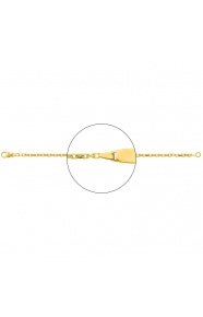 Pulsera infantil con placa redondeada de oro amarillo de 18 Kt, cadena forzada extragruesa