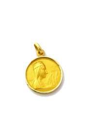 Medalla Nuestra Señora de Montserrat de oro amarillo de 18 Kt, bisel media caña